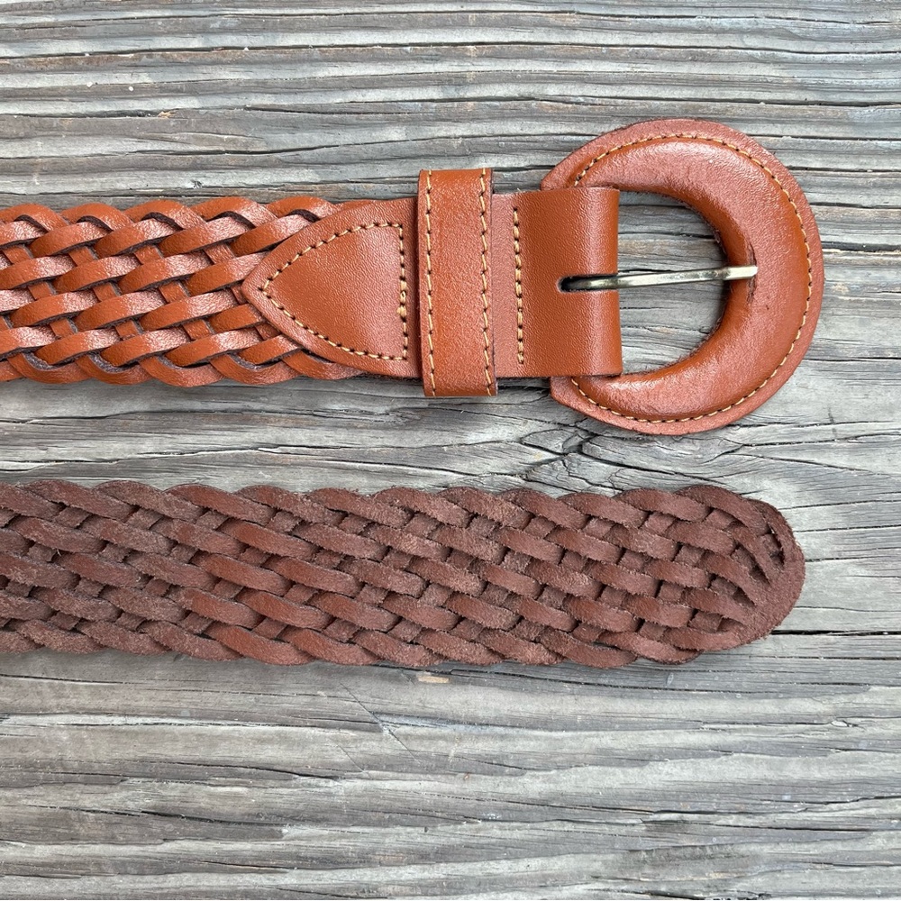 Capezio Woven Leather Belt Brown